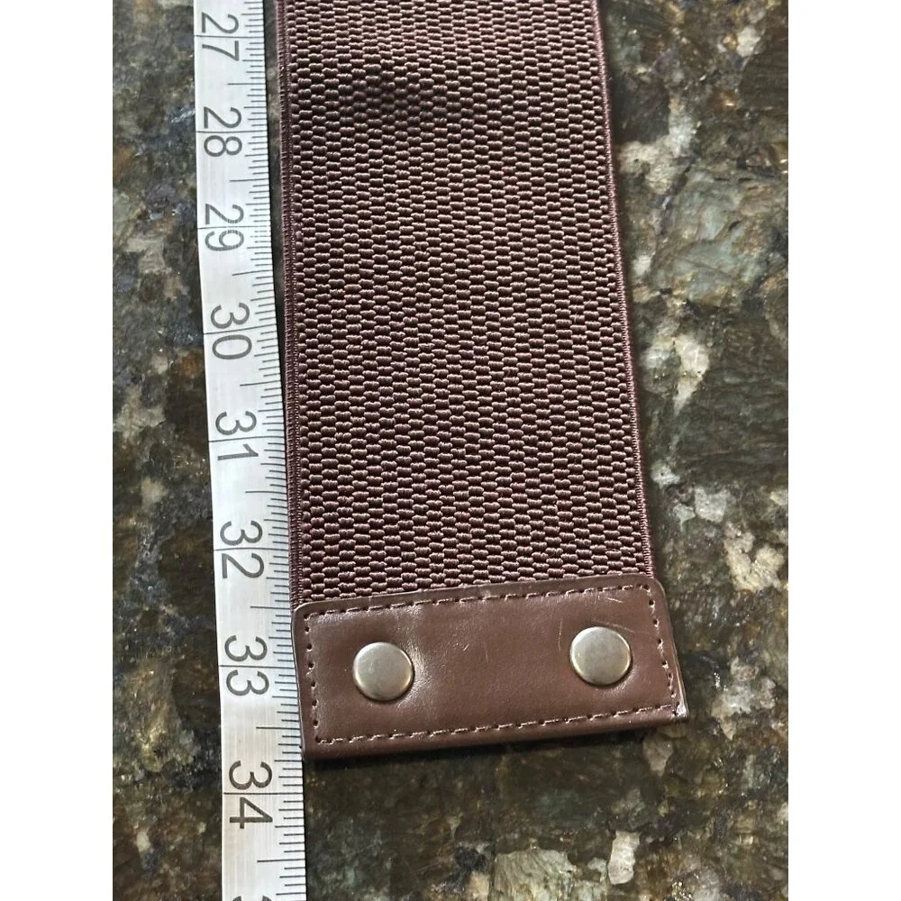Y2k Braided Brown Waist Belt With Faux Leather Design & Snap Closure M/L Size